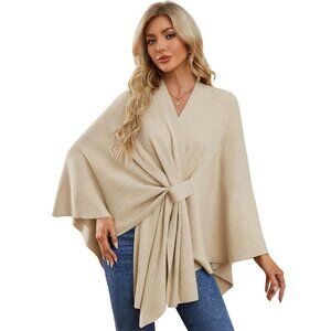 Soft Double Knit Poncho Shawl Wrap One Size Fits Most Versatile Layering